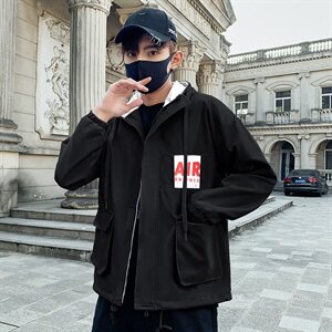 秋季外套男韩版潮流宽松帅气连帽青少年上衣夹克男J图片
