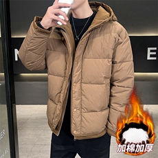 日系复古假两件连帽棉衣男冬季宽松情侣冬季棉服M0829-P103，男装棉衣，星座308B-2