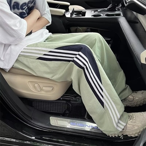 侧边条纹裤子高街美式速干工装裤三条杠直筒运动休闲裤男A614/P40图片