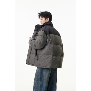90%绒新标有报告立领撞色韩版宽松羽绒服外套Y988/P350现货图片