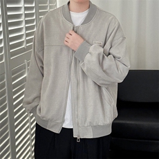 现货春秋季青少年麂皮绒夹克男港风拼接立领夹克外套-JK101-P105，男装夹克，电商A351