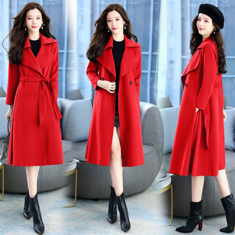 现货冬季双面羊绒大衣简约时尚优雅减龄大气保暖手工缝制送腰带，女装双面呢大衣，韩美纤衣