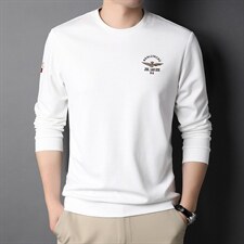 D77193钱塘2020-2秋季薄款男士时尚休闲百搭圆领长袖纯色T恤P59，男装T恤，钱塘207-2
