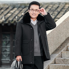 冬季男士可脱卸毛领内胆棉服爸爸装新款中老年加厚保暖棉衣外套，男装棉衣，电商B212（原钱塘6029）