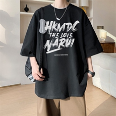 图案已注册夏季美式重磅休闲短袖T恤男潮宽松半袖体恤衫D114/P25，男装T恤，电商B209