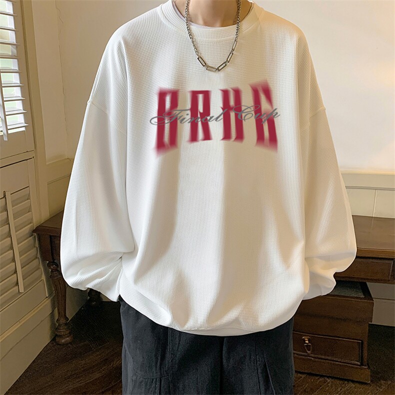 23/秋季华夫格圆领卫衣男装港风长袖t恤WF3151-P30控48图片