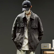 得物品质秋款男牛仔夹克渐变色流苏宽松外套J002P65，男装夹克，星座1013-1