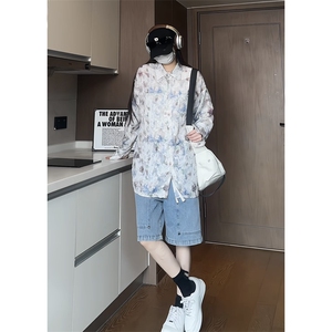 直播品质 碎花防晒衣镂空流苏薄款长袖衬衫C2452-TP48控78图片