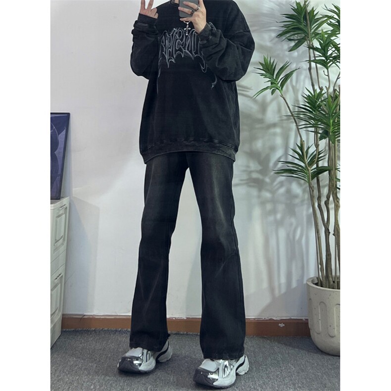 美式hiphop牛仔裤修身直筒微喇叭裤68,男装牛仔裤,星座310A-4
