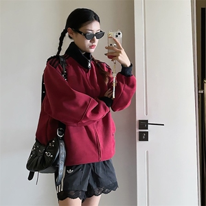 抖音得物高品质 美式高街重磅结构设计拼接织带立领卫衣外套 CM42图片