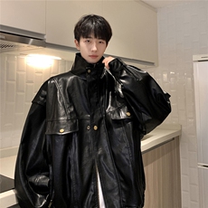 现货不缺货加棉加厚宽松皮衣时尚工装夹克1209-1-JK13-P98，男装皮衣，星座1209-1