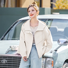 粉色多巴胺短外套女2025新款春装休闲小个子宽松夹克漂亮连帽上衣，女装风衣，靓星雨