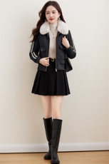 小皮衣棉服女短款2023冬季新款韩版修身显瘦机车服加绒皮夹克外套，女装棉衣/棉服，江南女神
