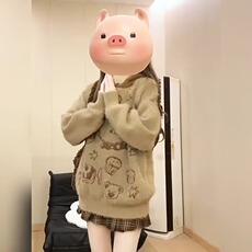 日系复古水貂绒连帽毛衣宽松休闲卡通熊提花套头针织衫MY409P58，男装针织衫/毛衣，星座1013-5