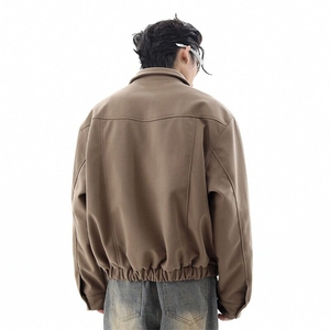 W9231-P75 网图现货 春季新款翻领夹克小众金属垫肩拉链呢子外套图片
