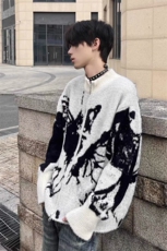 美式渐变蝴蝶仿貂毛拉链针织开衫毛衣外套MY560特P63，男装针织衫/毛衣，星座908-1