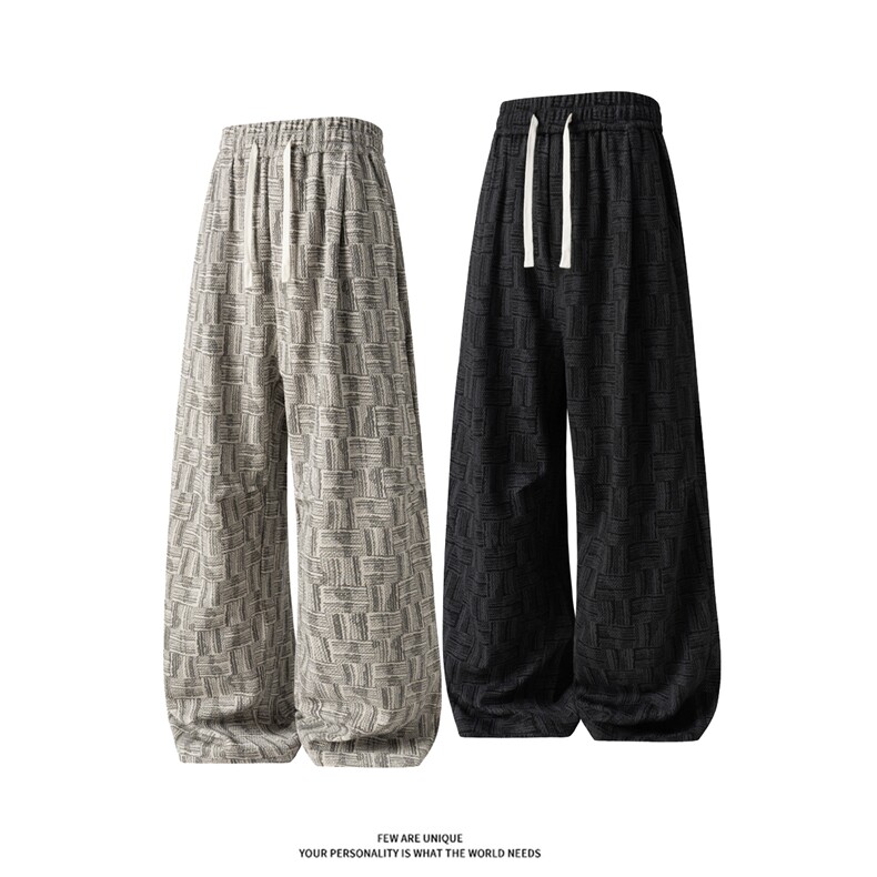 2026春装新款肌理感印花宽松百搭休闲裤男士垂感长裤K9962-特P38，男装休闲裤，电商A006