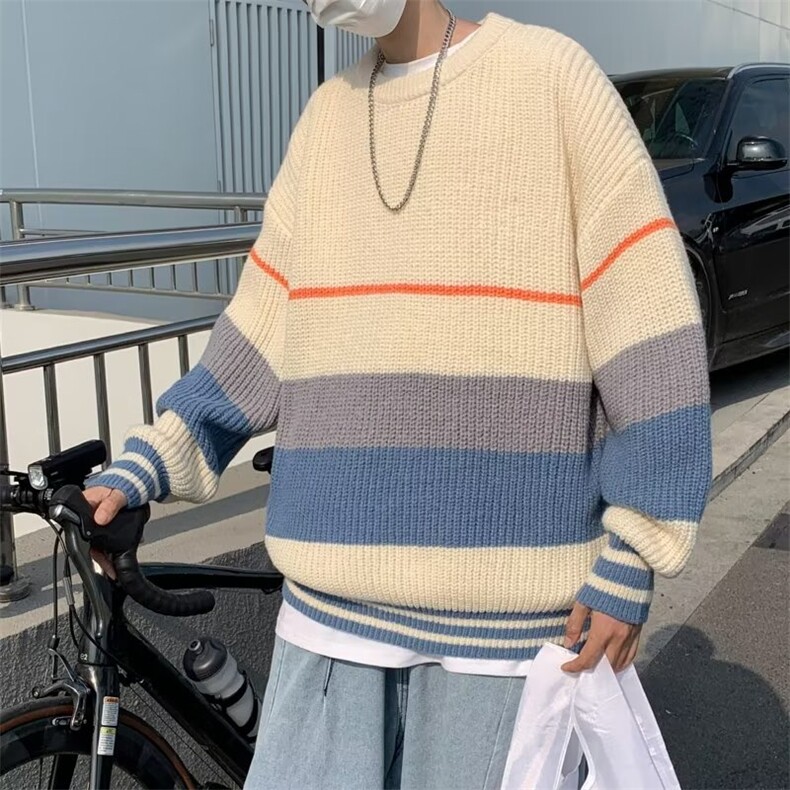 拼色毛衣男ins潮宽松大码慵懒针织衫X681P38,男装针织衫/毛衣,星座1116-2