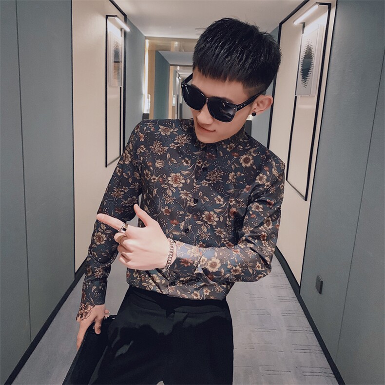 312A-921-P55新款社会小伙长袖衬衫青年男士潮流衬衣A,男装衬衫,星座312A-5