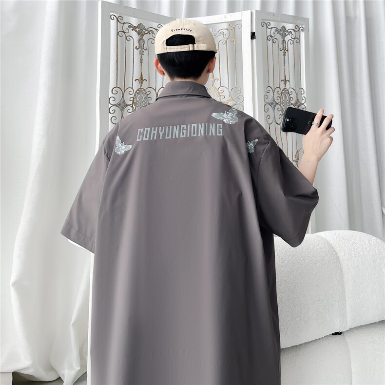 夏装飞鹰印花短袖衬衫男夏季宽松休闲半袖衬衣CS608-特P40，男装衬衫，电商A006