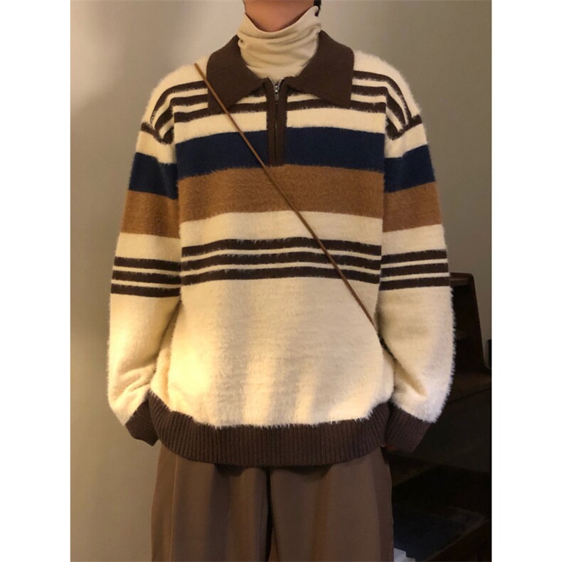 高品质翻领半拉链毛衣针织衫男,男装针织衫/毛衣,星座410-7