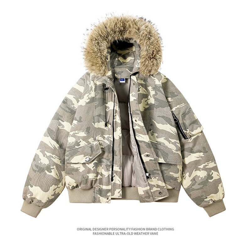 美式毛领派克棉服男冬季加厚工装棉衣情侣外套M060-P110迷彩P115,男装棉衣,星座308B-2