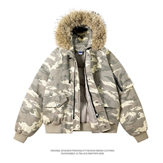 美式毛领派克棉服男冬季加厚工装棉衣情侣外套M060-P110迷彩P115，男装棉衣，星座308B-2