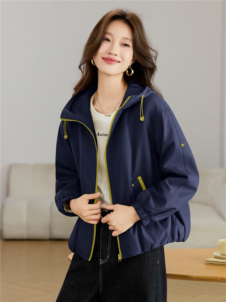 现货2025新款加绒连帽女士休闲时尚连帽派克服,女装派克服,木子恋