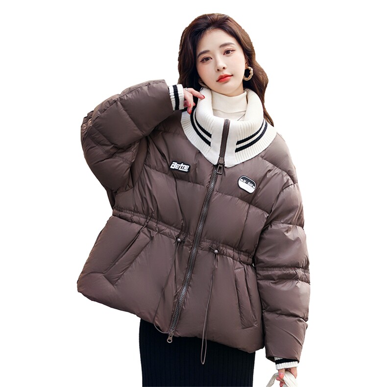 短款羽绒服女冬2024新款韩系ins贴标面包服蓬松90白鸭绒外套,女装羽绒服,韩蜜菓