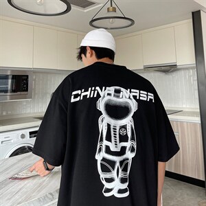夏季大码china宇航员太空人圆领印花短袖T恤 A071-9001-P30图片