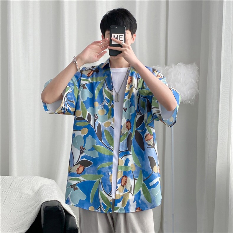 短袖衬衫春款男港风潮流C1189P26,男装衬衫,星座1116-2
