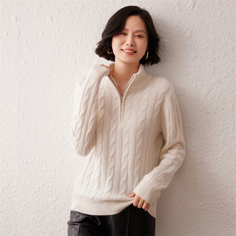 2025秋冬新款女羊绒衫100%纯山羊绒加厚保暖套衫纯色简约羊绒套衫,女装羊绒衫,雪真羊绒高端店