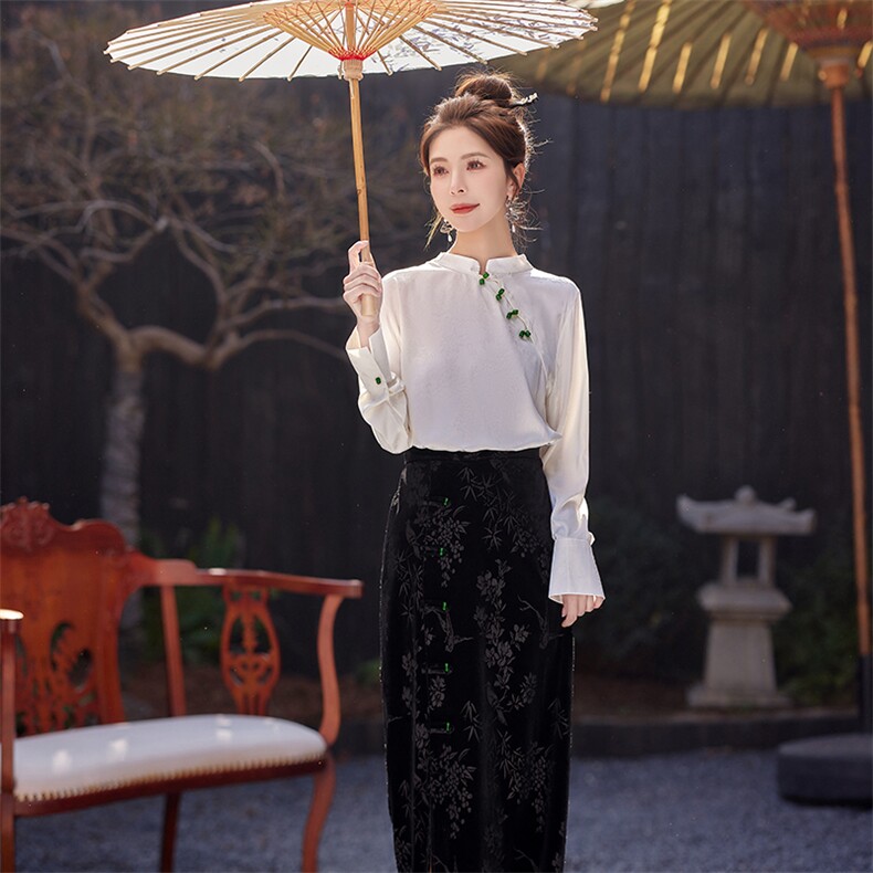 2024年春季新款新中式复古古风套裙民族风，女装套装/套裙，凯瑟曼