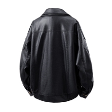 荔枝纹高端双层领廓形设计大码M-5XL机车皮衣JK78095特P118控178，男装皮衣，星座227-7