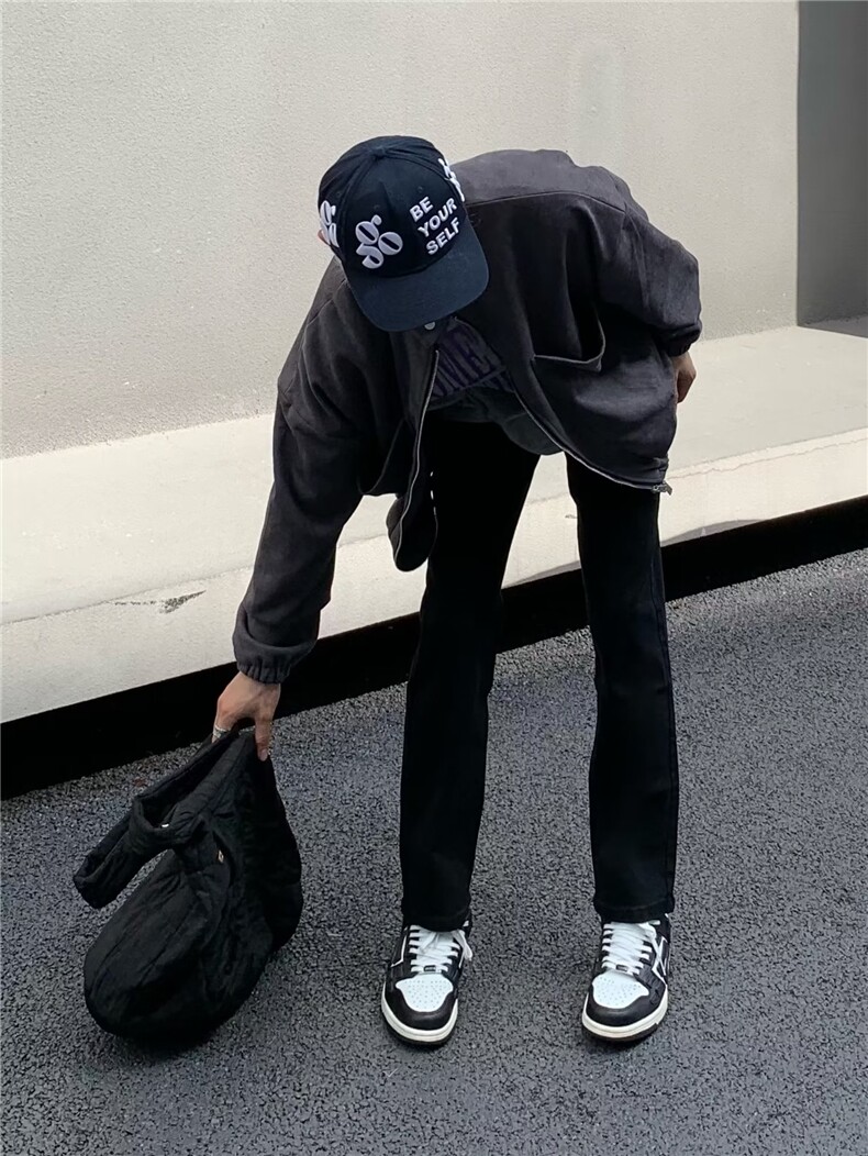 秋季黑色牛仔裤男宽松直筒弹力街头潮牌牛仔长裤NZ2003-p40,男装牛仔裤,星座1001-1