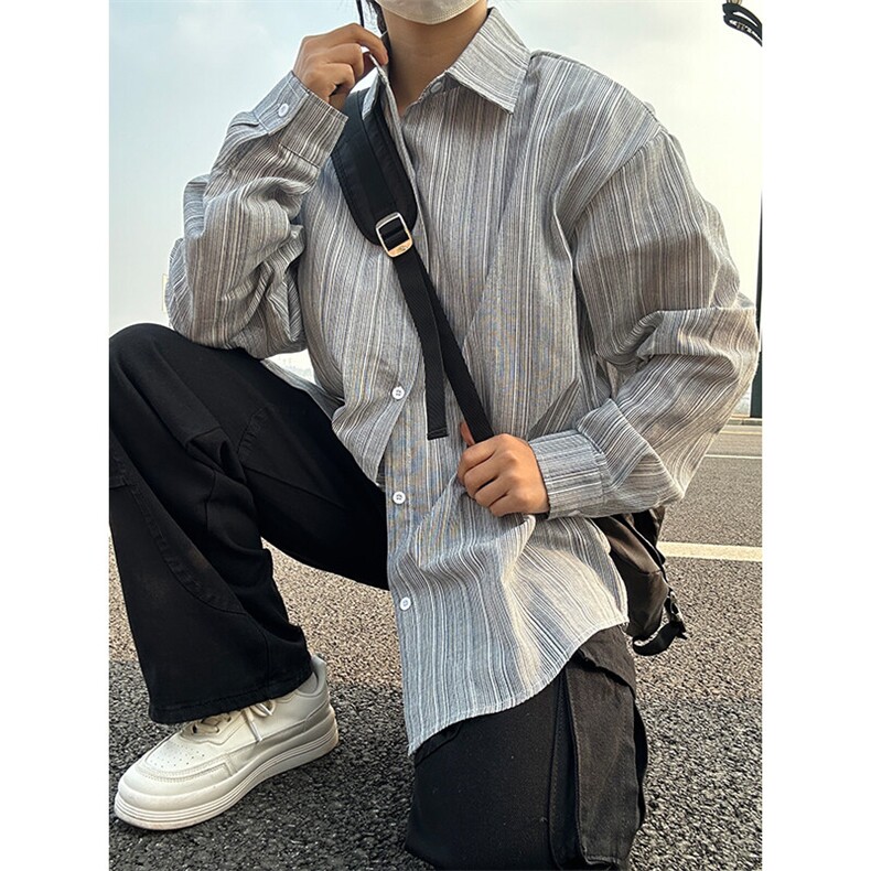 2026春夏新款提花条纹长袖衬衫高品质条纹衬衫复古外套CS252-P40,男装衬衫,星座301C-5