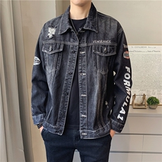 JK818-p80M-5X店主风ins牛仔夹克绣花破洞大码男日系CITYBOY，男装夹克，星座103A