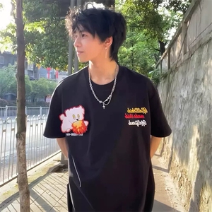 万针全刺绣工艺抖音得物高品质260克重磅纯棉双纱美式高街短袖T恤图片