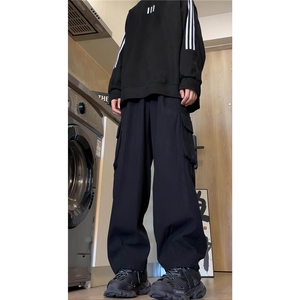 美式工装裤子男秋季新款宽松直筒多口袋阔腿裤休闲裤 D507/P60图片