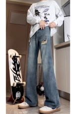 A178秋冬季新款美式破洞牛仔裤男直筒宽松7005P55限价68，男装牛仔裤，电商A178
