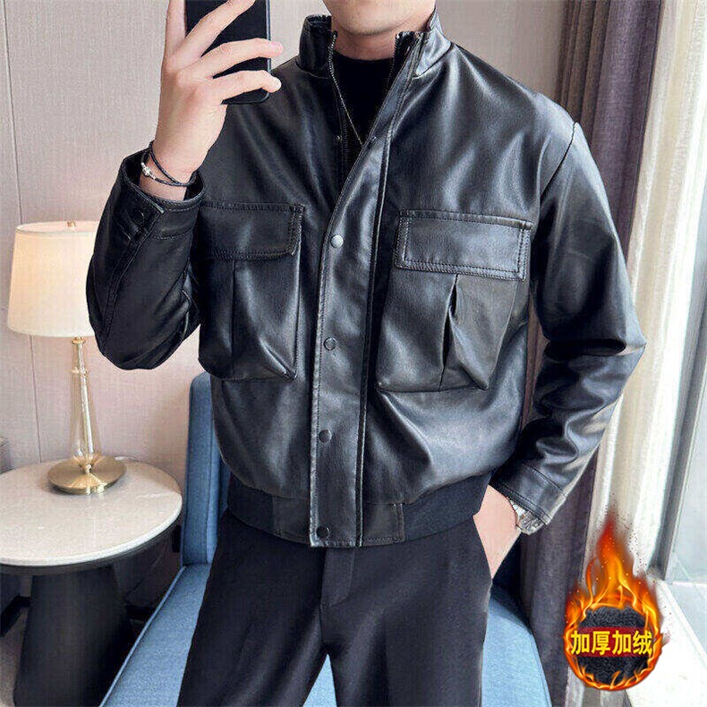 新款皮衣皮夹克超酷帅气男式夹克309B-3-6803-P70，男装夹克，星座1409-3
