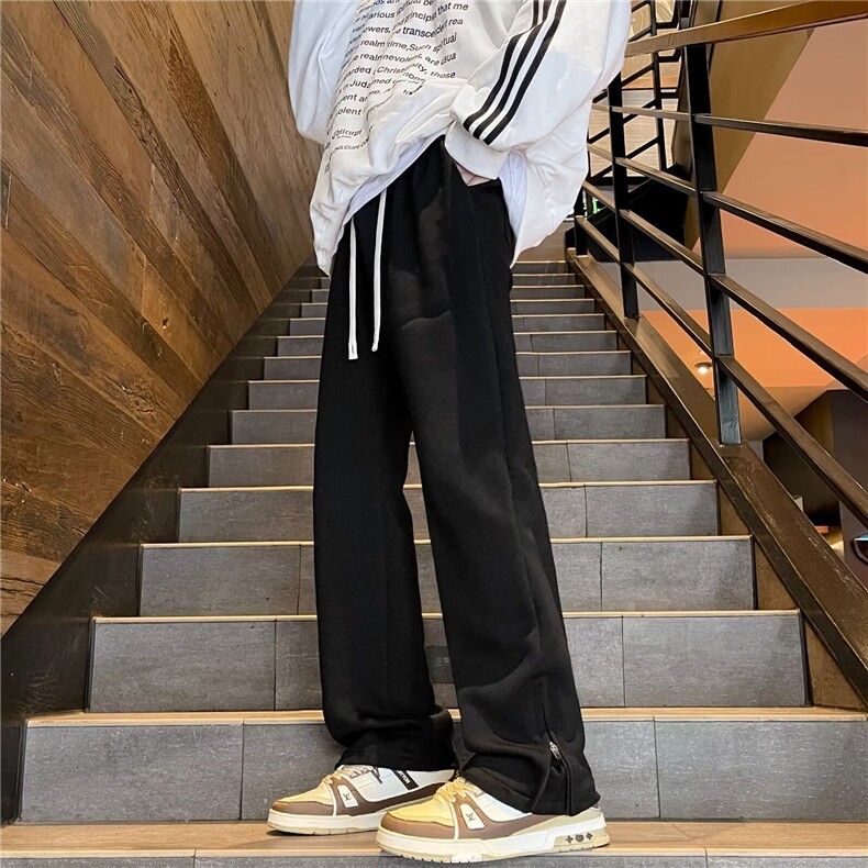 休闲裤男韩版潮流裤脚拉链高街帅直筒裤子2024夏季长裤K4903-P38,男装休闲裤,星座412-3