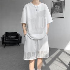 运动装男2025夏季新款港风宽松短袖短裤运动套装TZ9520-P55，男装休闲套装，星座214-3