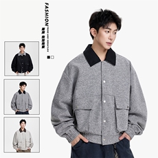 翻领工装外套2026春季新款时尚百搭宽松休闲夹克潮流JS5613-P100，男装夹克，星座610（原A335）