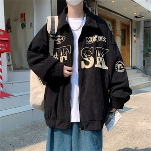 潮牌美式复古灯芯绒棒球服夹克男女宽松vintage情侣外套W505-P69图片