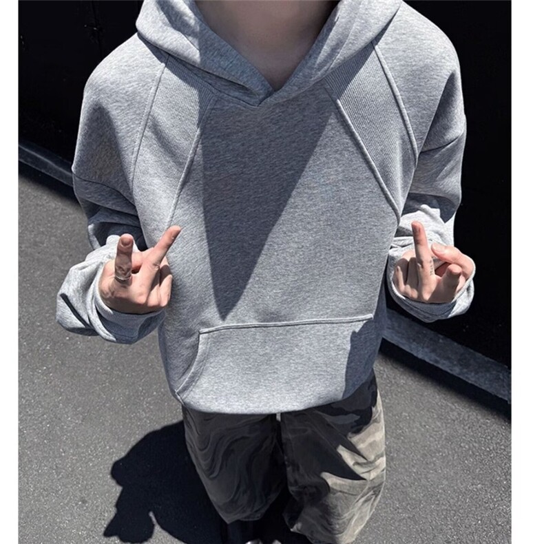 连帽卫衣男新款美式重磅纯色套头帽衫上衣外套513AWY2361特P35,女装短外套,星座513A