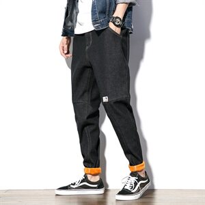 2019冬季新白墙日系大码美式休闲直筒加绒加厚男牛仔裤K3071-P50图片