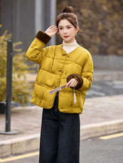 2025年冬季新款90白鸭绒新中式羽绒服外套，女装羽绒服，橙子家