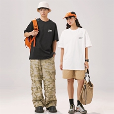 2024夏季新款男装日系潮牌纯棉印花圆领宽松短袖休闲T恤T962-F40，男装T恤，电商A101（原外27）