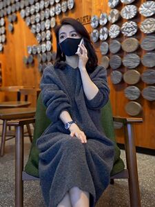 连衣裙女秋冬时尚气质百搭中长款潮流显瘦裙子图片